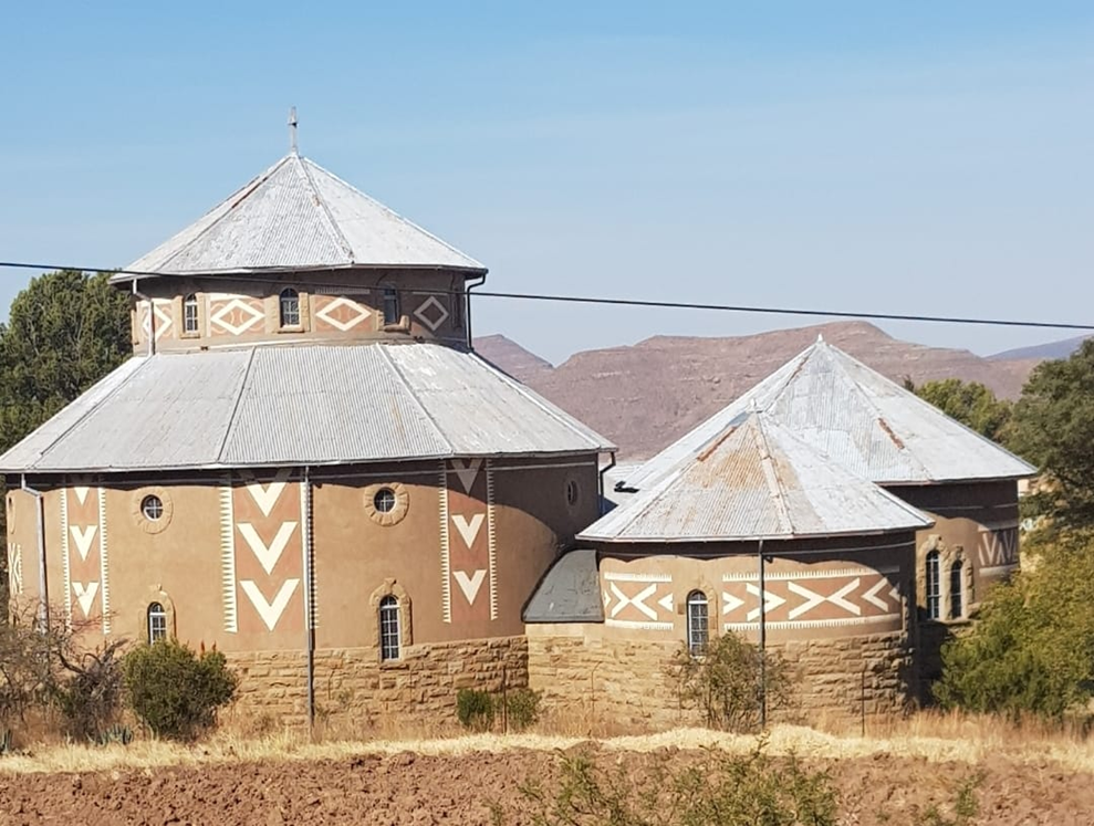 Catholic mission station with distinctive African round architecture