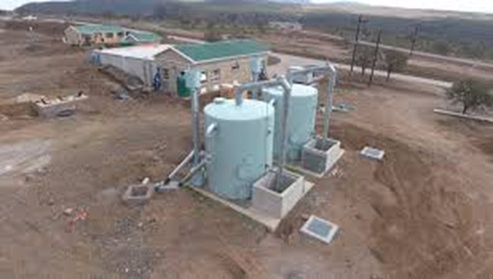 Aerial view of community water infrastructure development